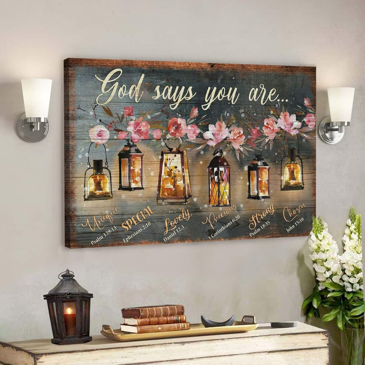 Beautiful Old Lamps God Says You Are Bible Verse Scripture Canvas Wall Art