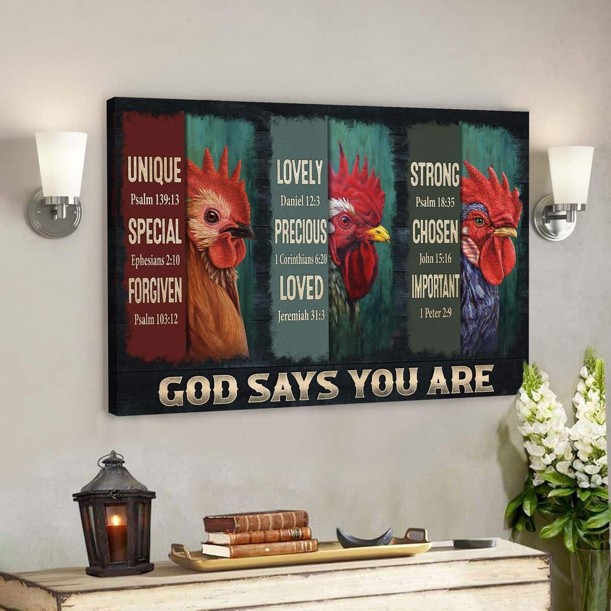 Amazing Chicken God Says You Are Bible Verse Scripture Canvas Wall Art