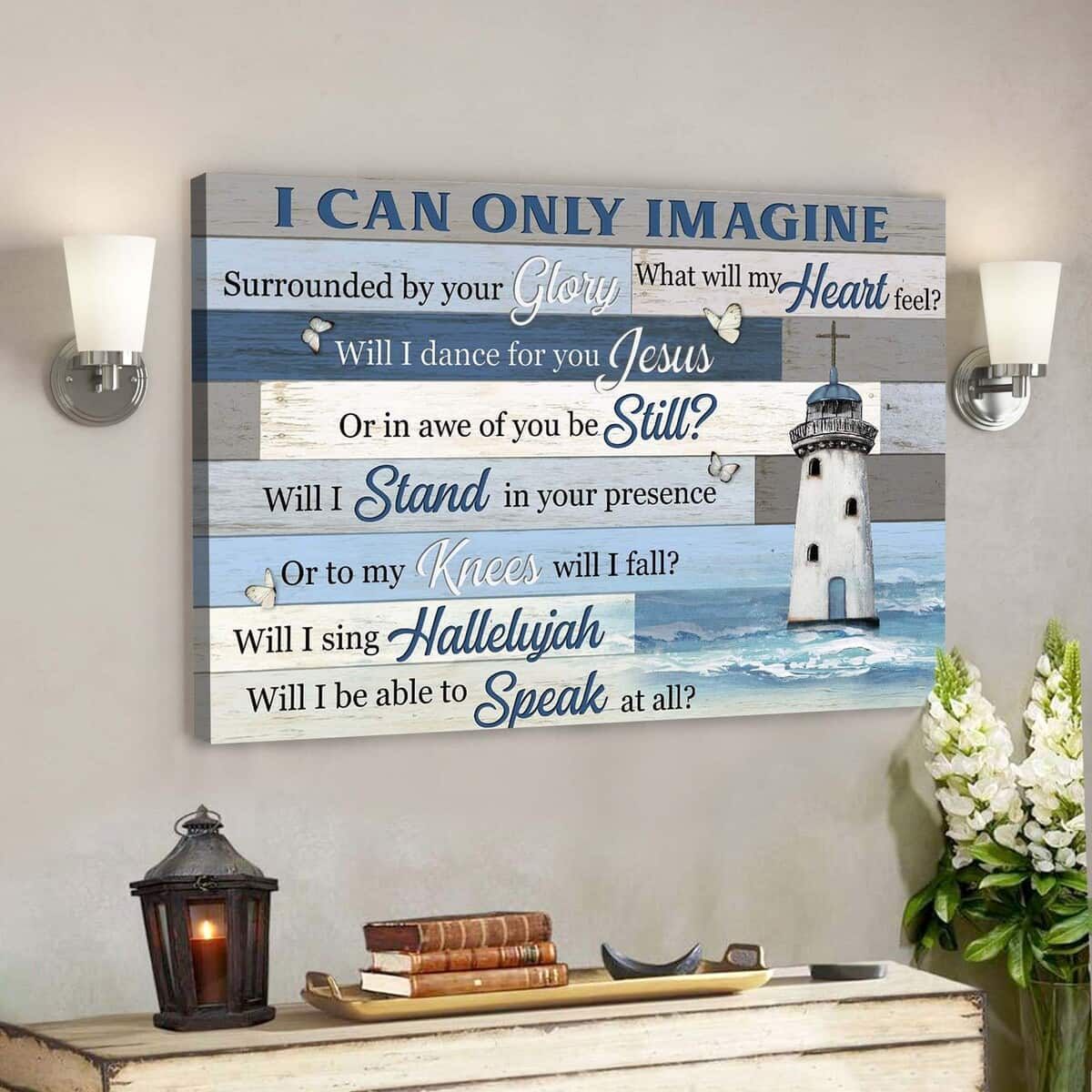 Christ Lighthouse I Can Only Imagine Bible Verse Scripture Canvas Wall Art