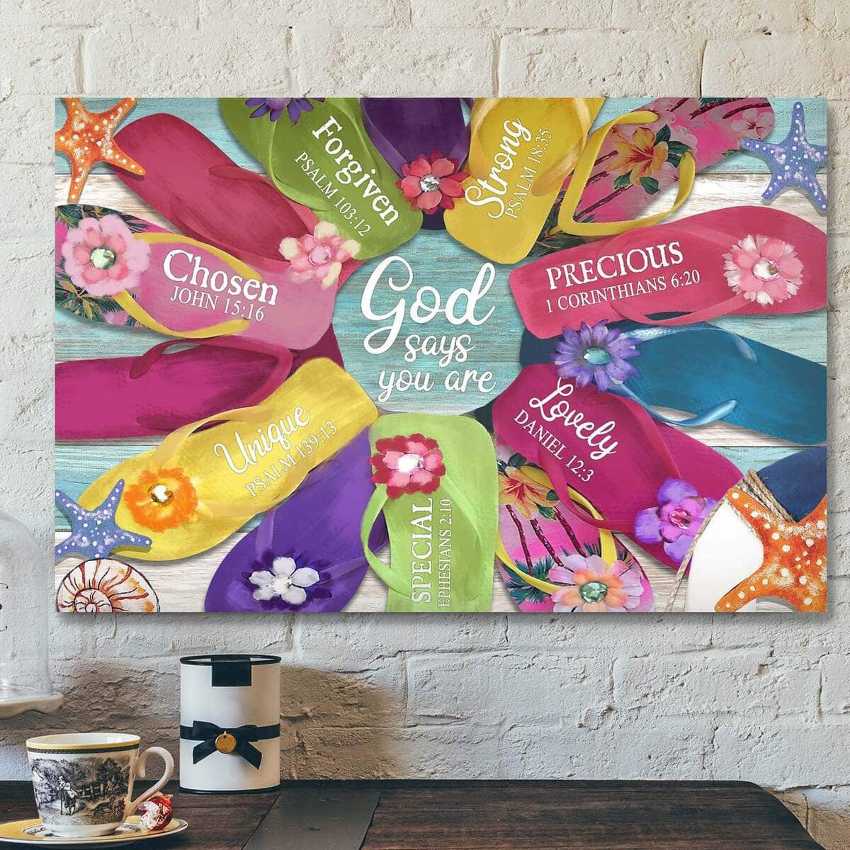 Colorful Summer God Says You Are Bible Verse Scripture Canvas Wall Art