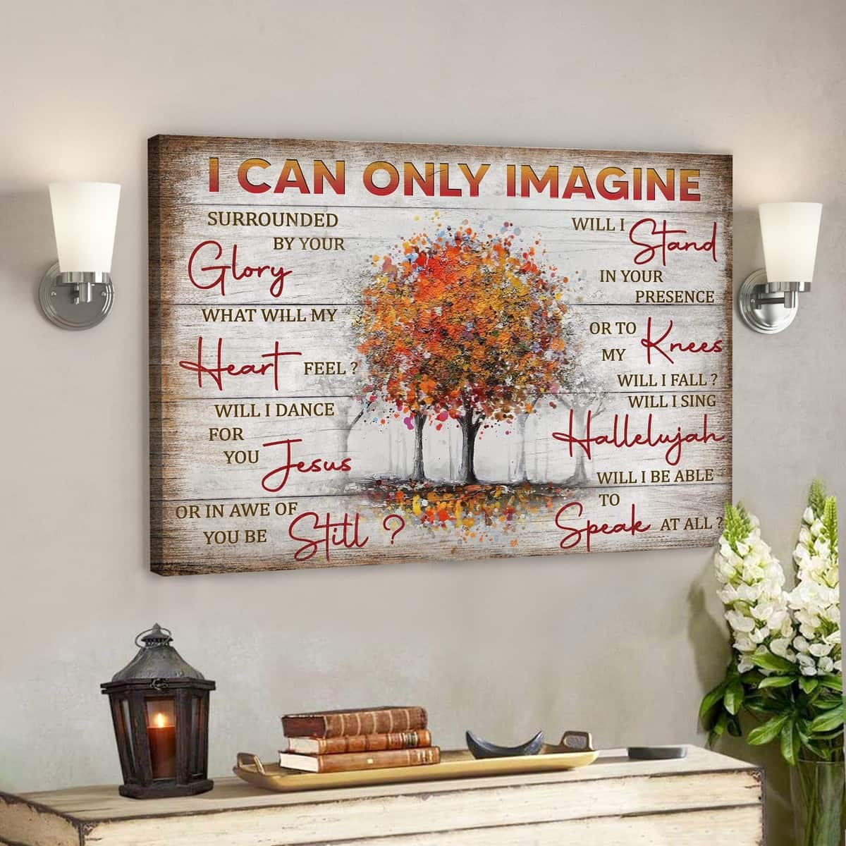 Fall Trees I Can Only Imagine Bible Verse Scripture Canvas Wall Art