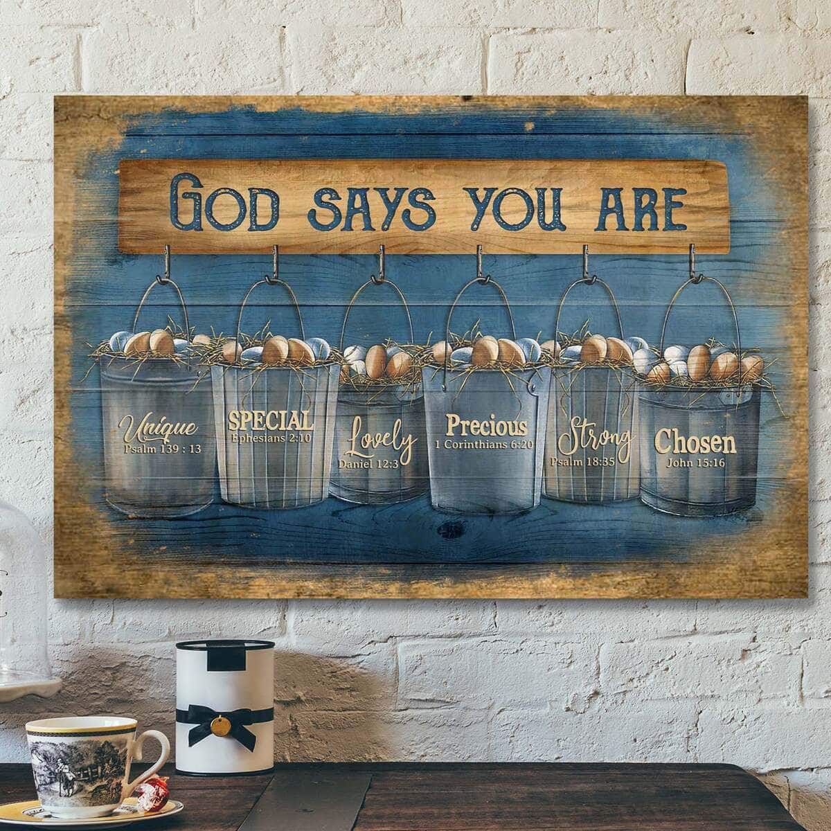 Eggs God Says You Are Bible Verse Scripture Canvas Wall Art