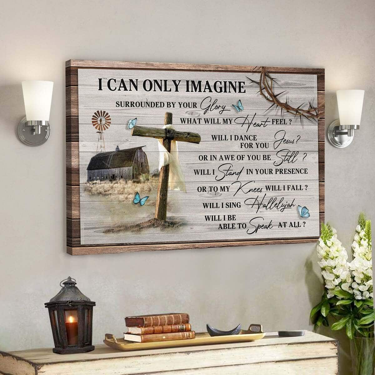 The Cross And Farm I Can Only Imagine Bible Verse Scripture Canvas Wall Art