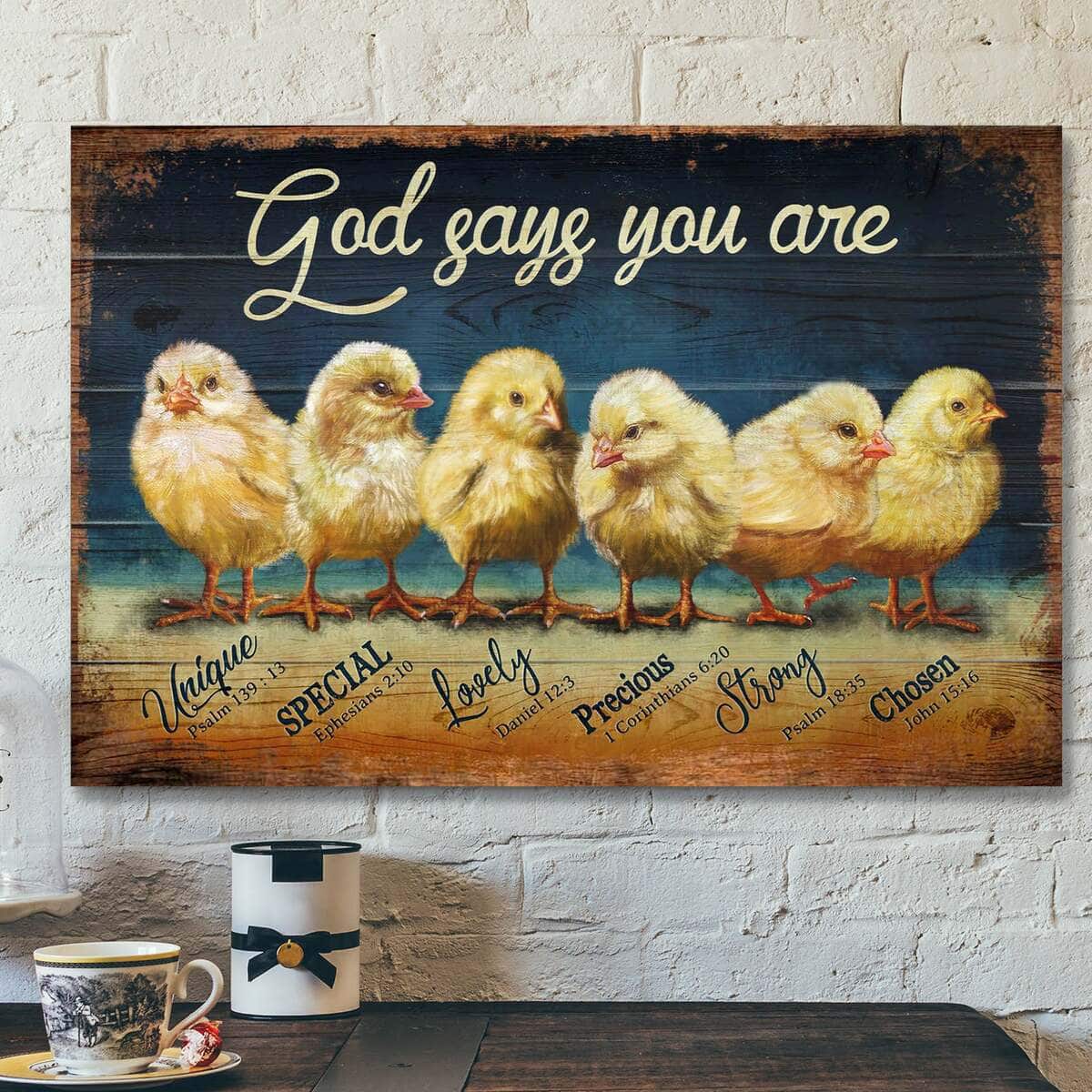 Chicks God Says You Are Bible Verse Scripture Canvas Wall Art