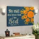 Orange Hands Be Still And Know That I Am God Bible Verse Scripture Canvas Wall Art