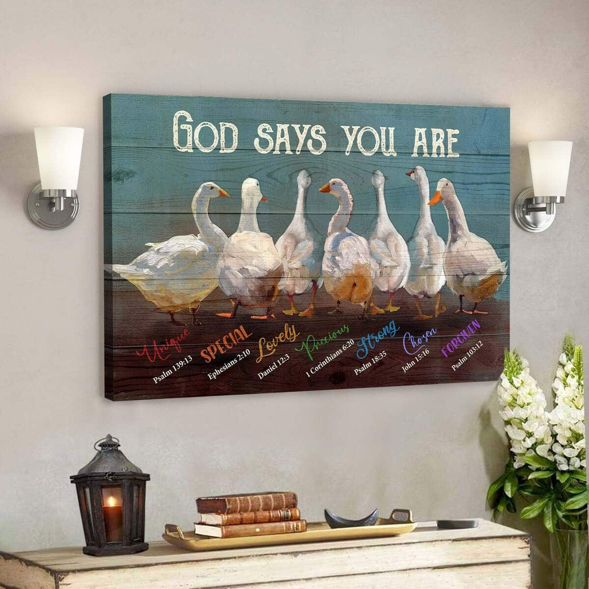 Duck God Says You Are Jesus Bible Verse Scripture Canvas Wall Art