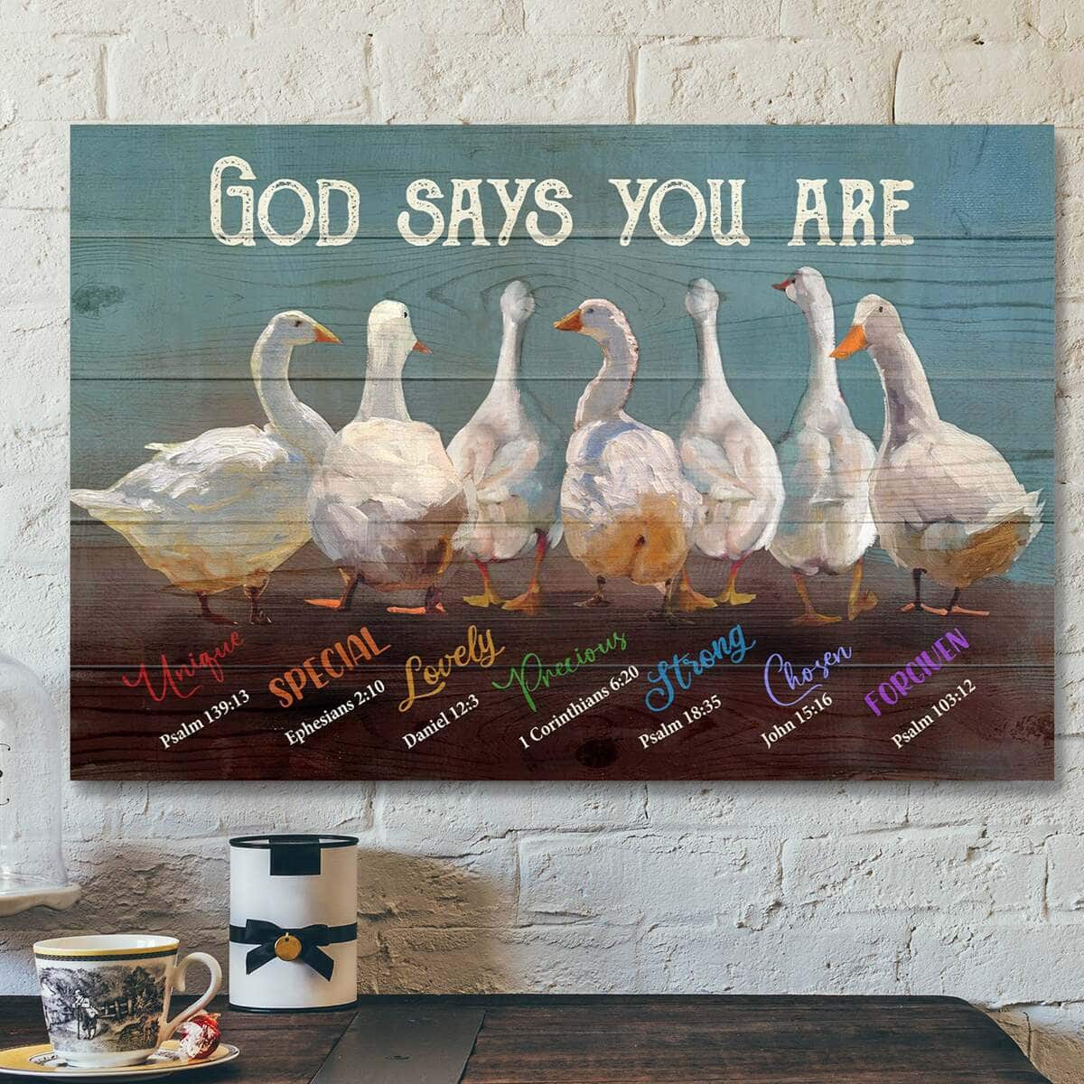 Duck God Says You Are Jesus Bible Verse Scripture Canvas Wall Art