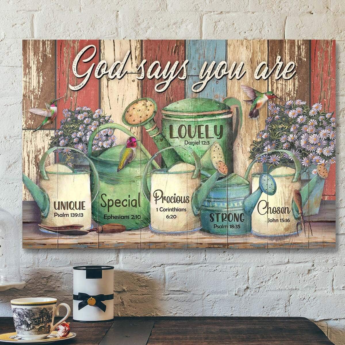 Garden God Says You Are Bible Verse Scripture Canvas Wall Art