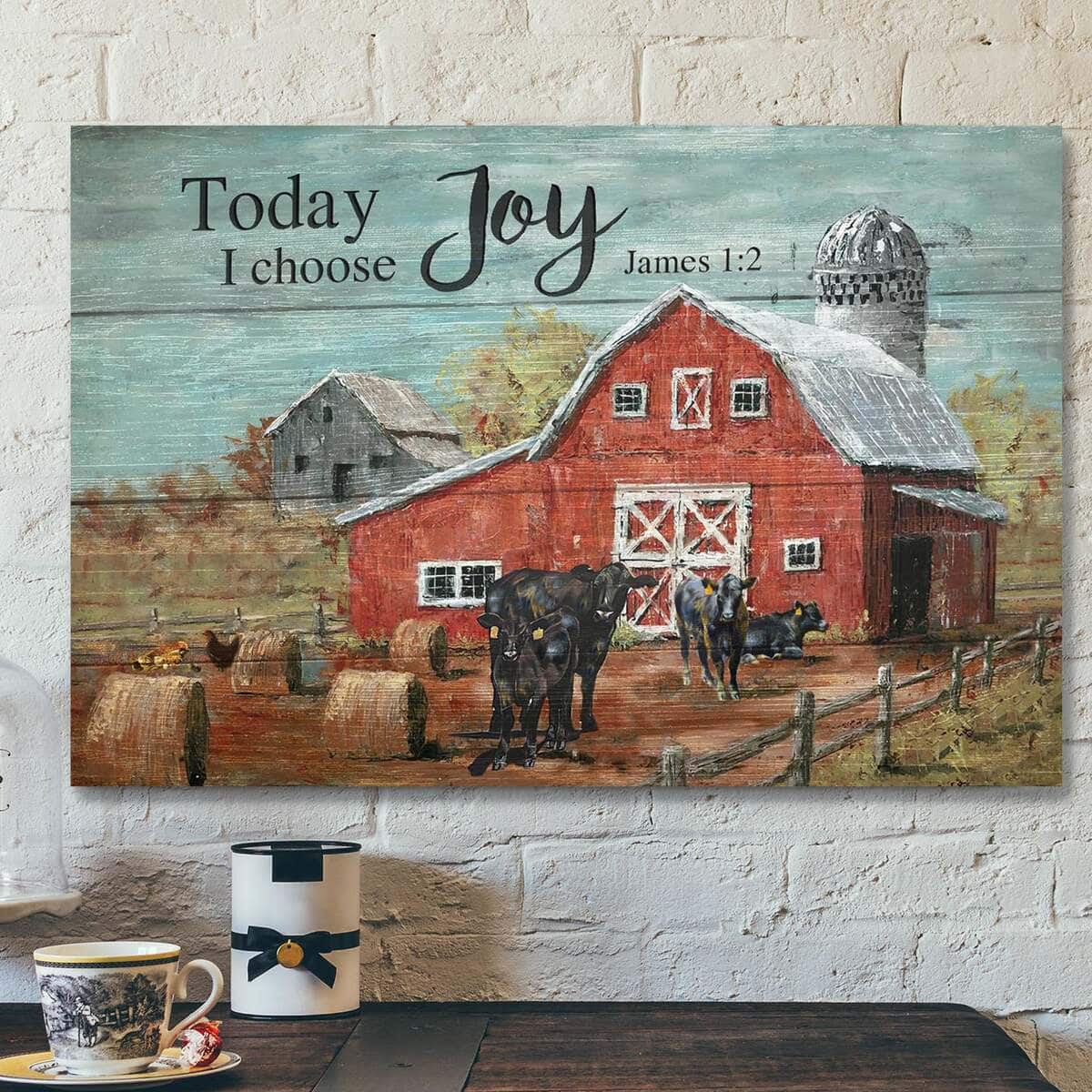 Bible Verse Angus Cows In Tranquil Farm Today I Choose Joy Canvas Wall Art Bible Verse Angus Cows In Tranquil Farm Today I Choose Joy Canvas Wall Art