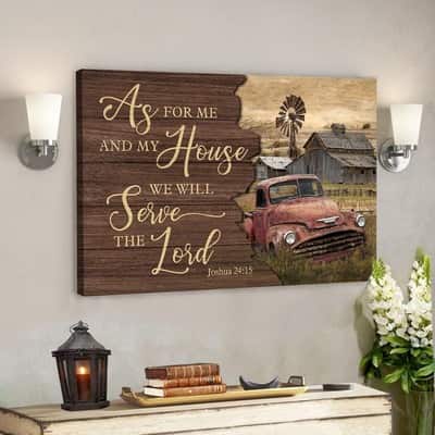 Old Farm As For Me And My House We Will Serve The Lord Bible Verse Scripture Canvas Wall Art Old Farm As For Me And My House We Will Serve The Lord Bible Verse Scripture Canvas Wall Art