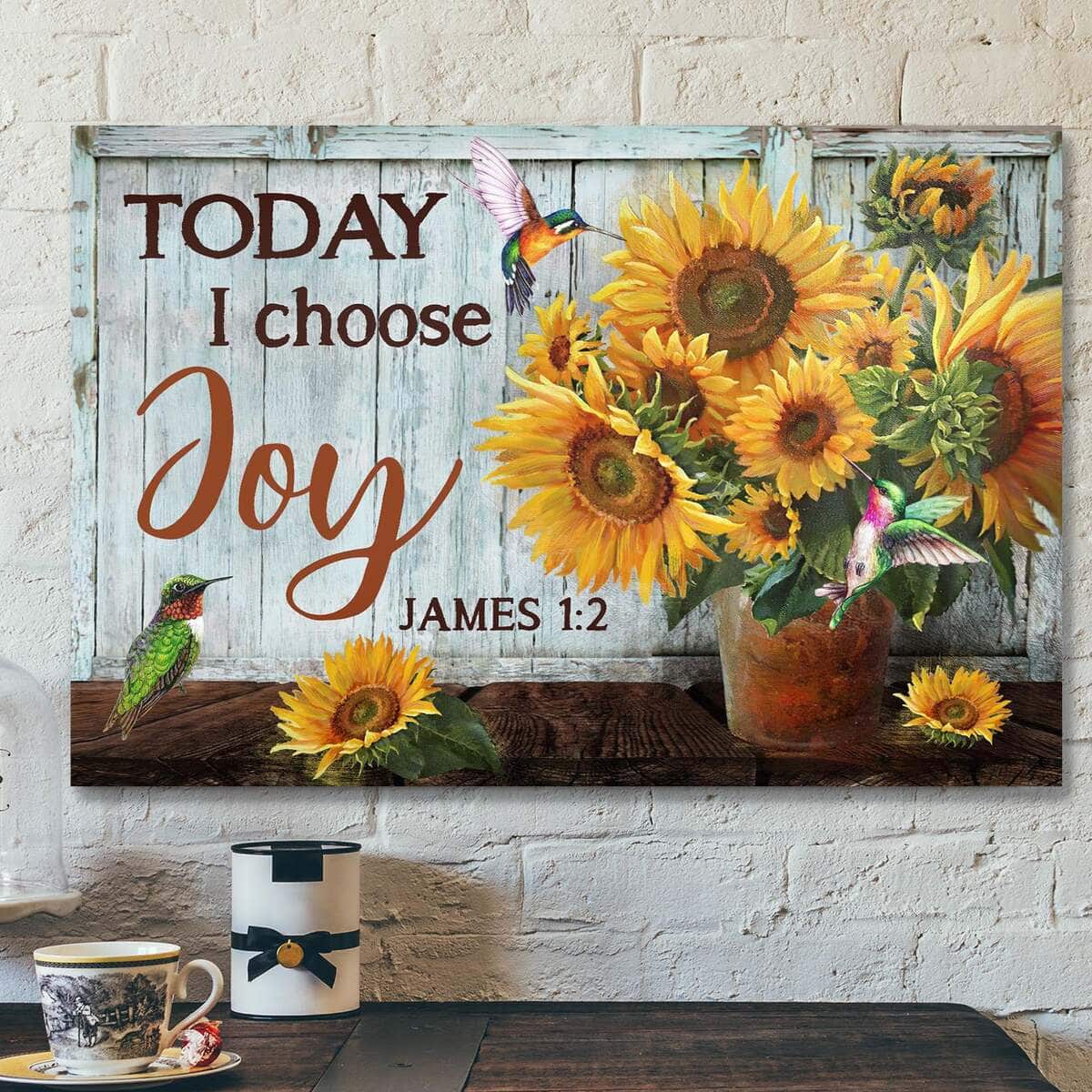 Bible Verse Sunflower Pot Today I Choose Joy Scripture Canvas Wall Art