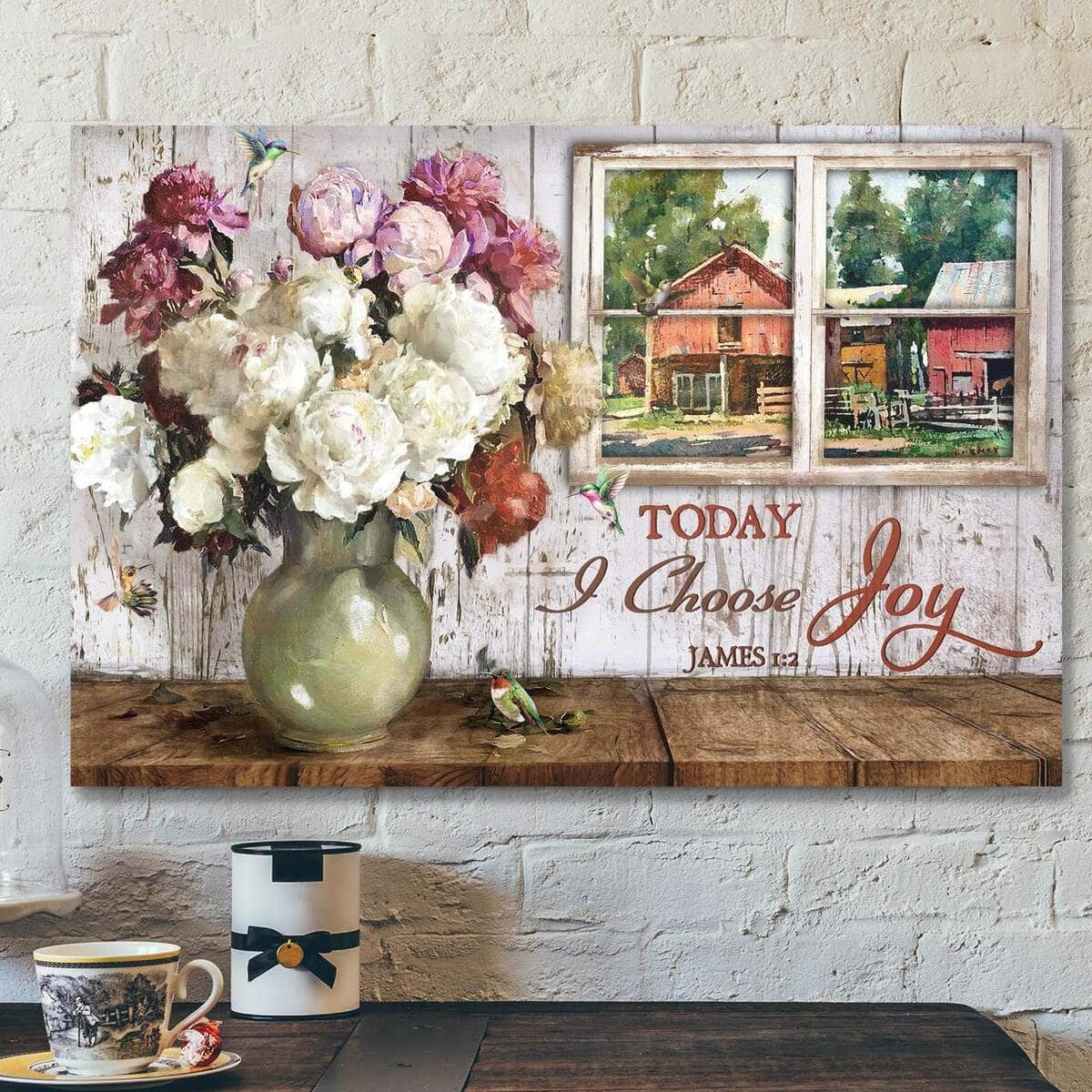 Bible Verse Peaceful Scenery Through Window Today I Choose Joy Scripture Canvas Wall Art Bible Verse Peaceful Scenery Through Window Today I Choose Joy Scripture Canvas Wall Art