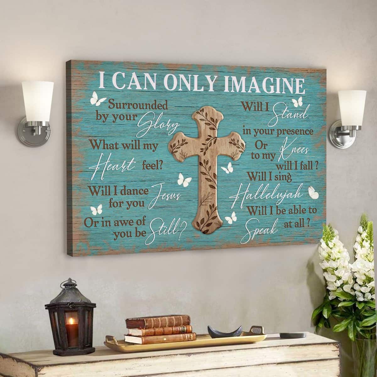 The Cross On Blue Background I Can Only Imagine Bible Verse Scripture Canvas Wall Art The Cross On Blue Background I Can Only Imagine Bible Verse Scripture Canvas Wall Art