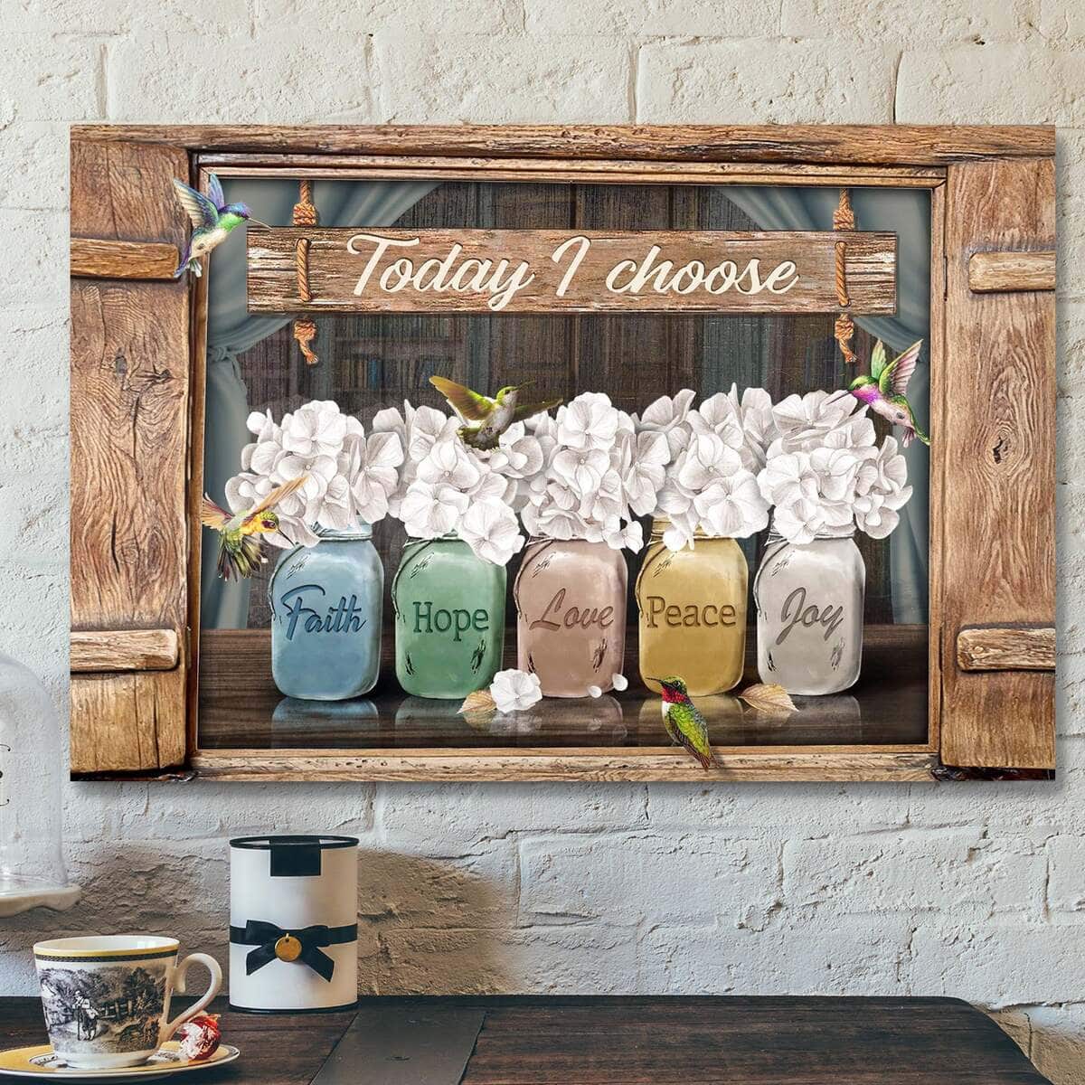 Hummingbird And Beautiful Flower Today I Choose Joy Bible Verse Scripture Canvas Wall Art