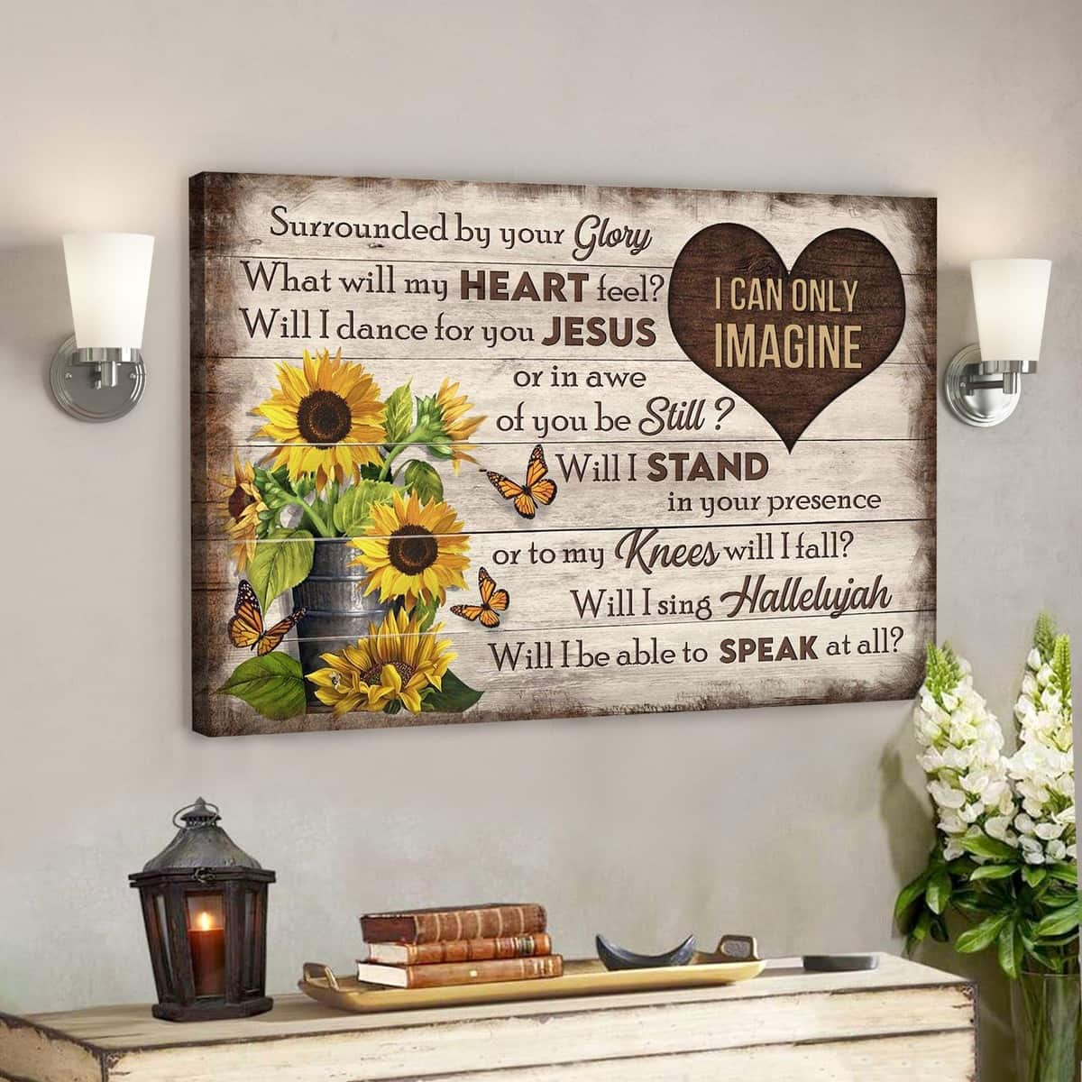 Butterfly And Sunflower I Can Only Imagine Bible Verse Canvas Wall Art