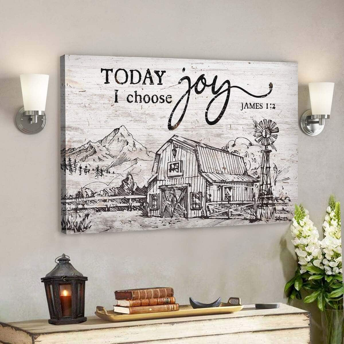 Beautiful Land Today I Choose Joy Bible Verse Scripture Canvas Wall Art