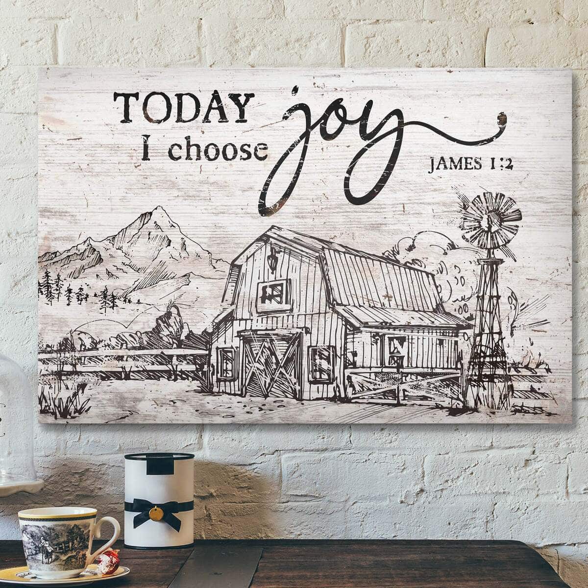 Beautiful Land Today I Choose Joy Bible Verse Scripture Canvas Wall Art