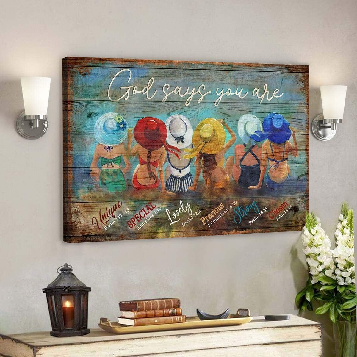 Colorful Girls God Says You Are Bible Verse Scripture Canvas Wall Art Colorful Girls God Says You Are Bible Verse Scripture Canvas Wall Art