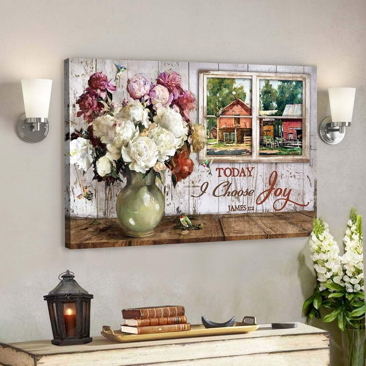 Today I Choose Joy Bible Verse Jesus Scripture Canvas Wall Art