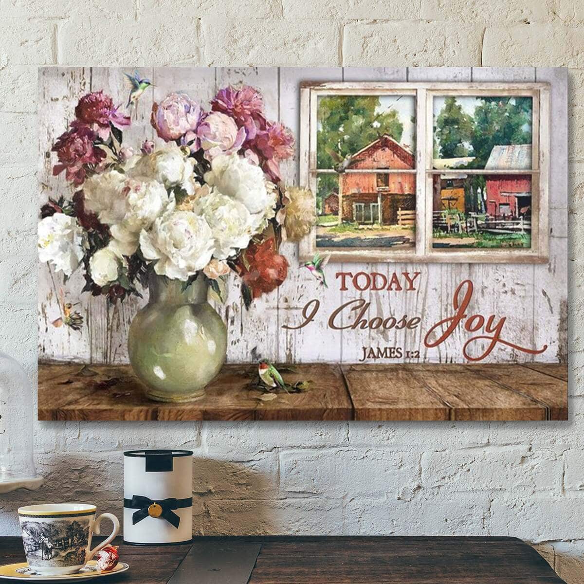 Today I Choose Joy Bible Verse Jesus Scripture Canvas Wall Art