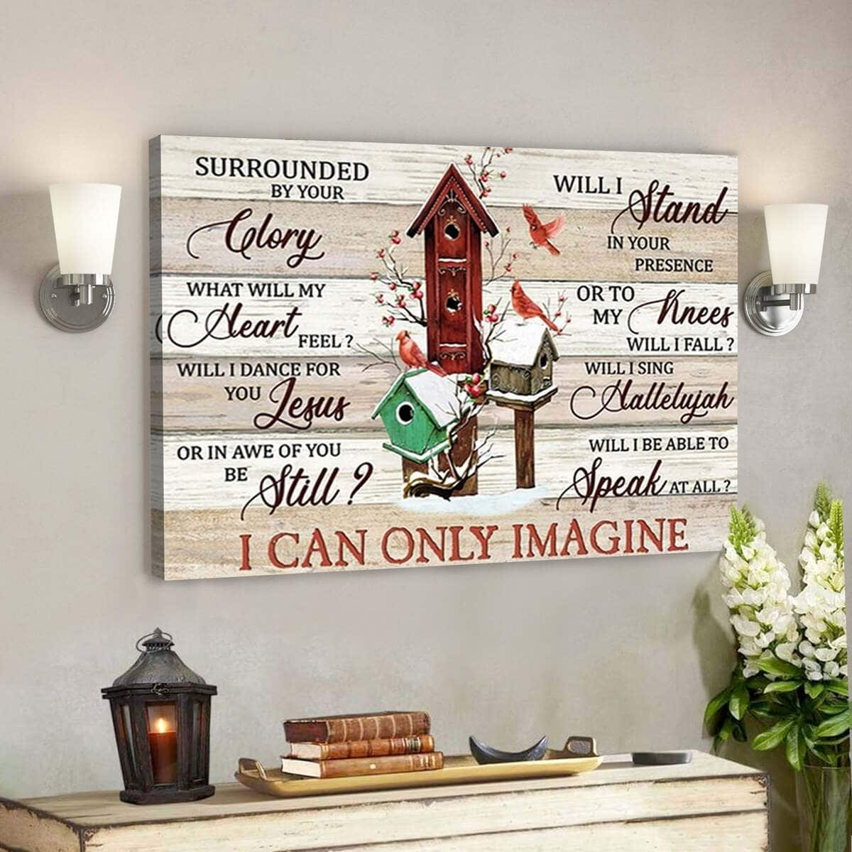 Cardinal I Can Only Imagine Frozen Cranberry Bible Verse Jesus Scripture Canvas Wall Art