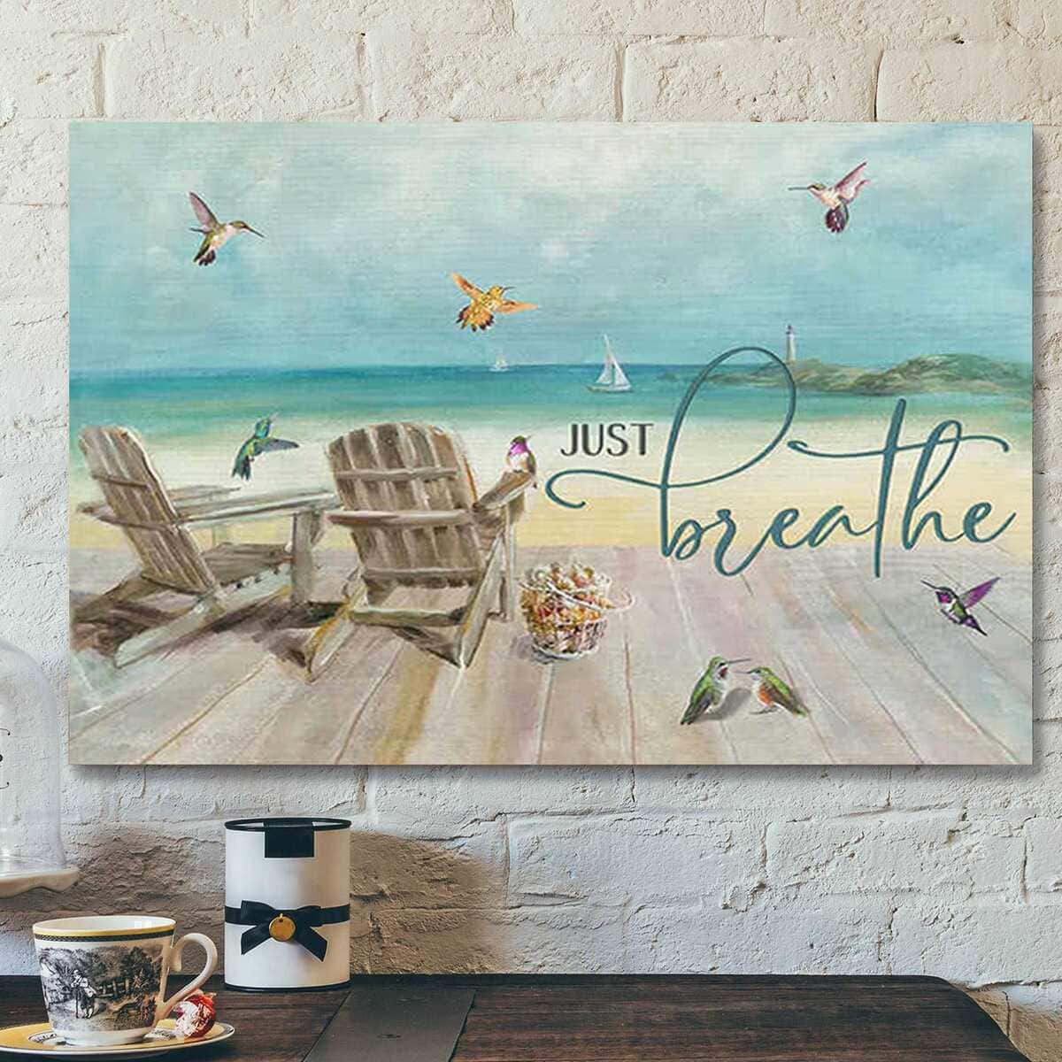 Beachhouse And Hummingbird Just Breathe Bible Verse Scripture Canvas Wall Art Beachhouse And Hummingbird Just Breathe Bible Verse Scripture Canvas Wall Art