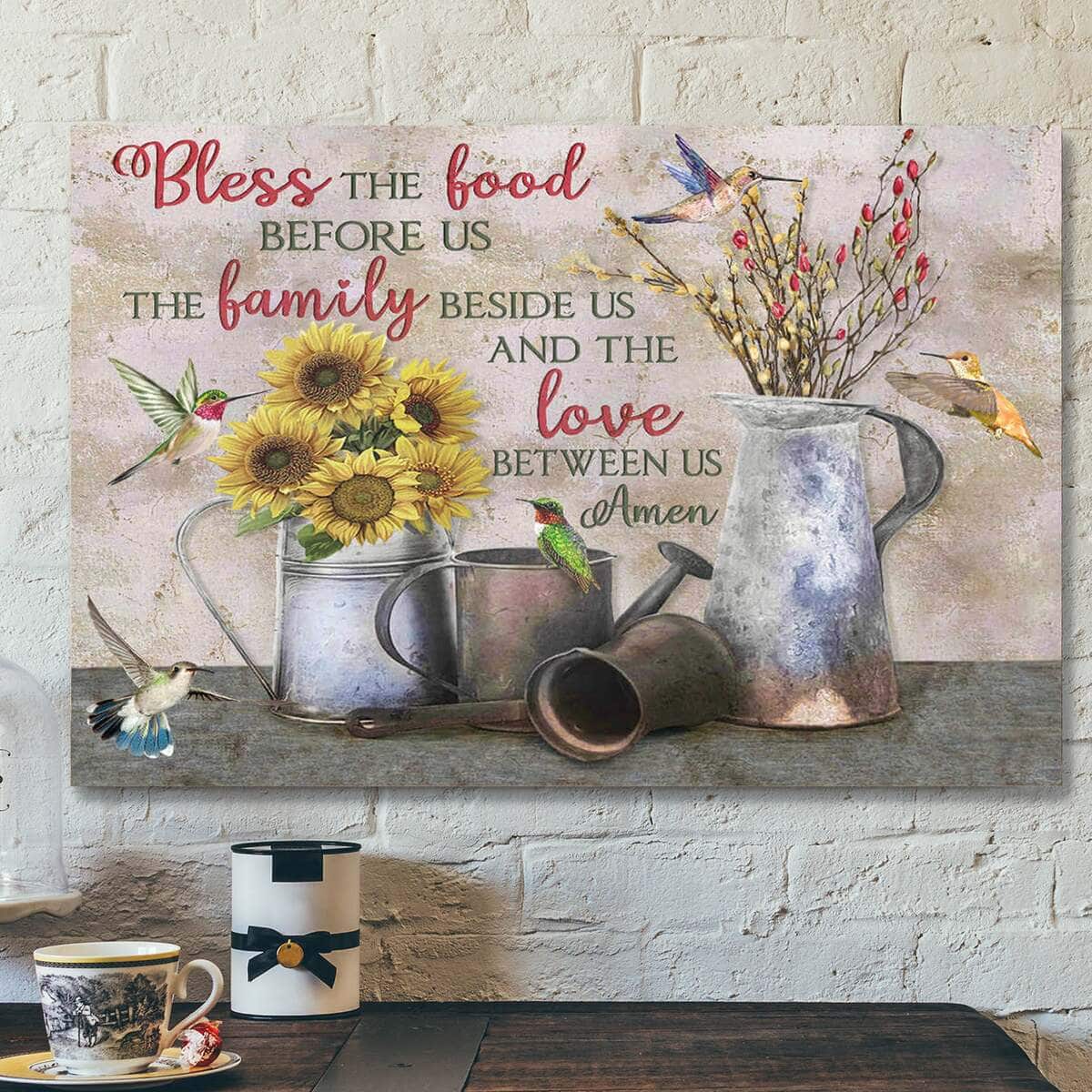 Farmhouse And Hummingbirds Bless The Food Before Us Bible Verse Scripture Canvas Wall Art Farmhouse And Hummingbirds Bless The Food Before Us Bible Verse Scripture Canvas Wall Art