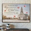 Church And Cardinal I Can Do All Things Through Christ Bible Verse Scripture Canvas Wall Art