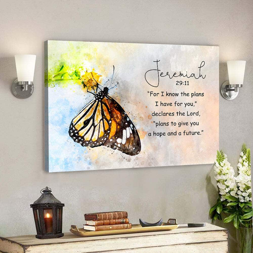 Butterfly Jeremiah 2911 Bible Verse Scripture Canvas Wall Art