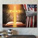America Flag Cross Christian Bible Verse Scripture Canvas Wall Art America Flag Cross Christian Bible Verse Scripture Canvas Wall Art