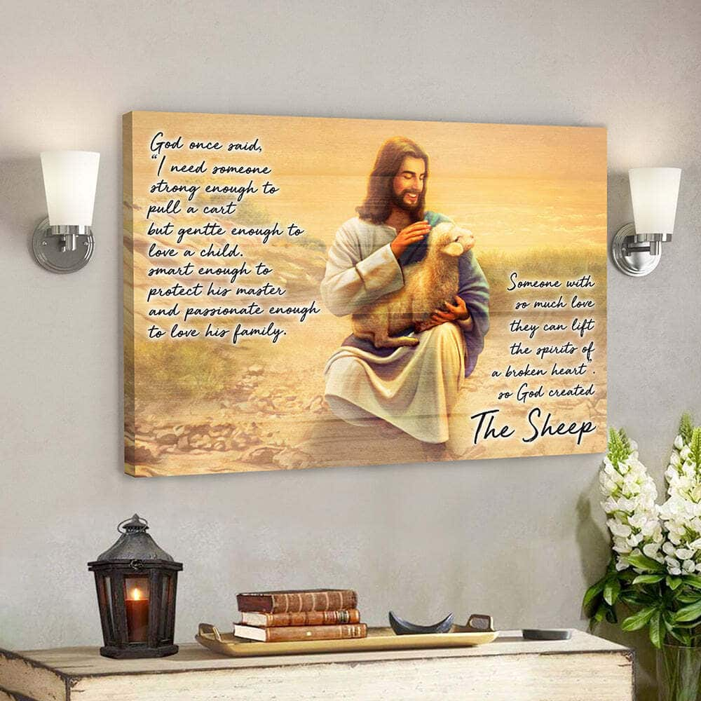 Christian Faith Religious God Hugs Sheep God On Said Bible Verse Scripture Canvas Wall Art