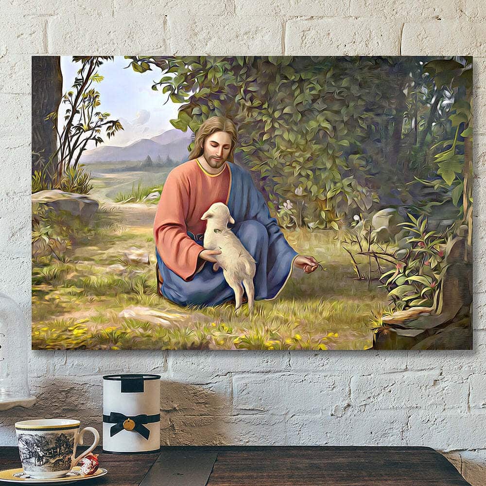 Jesus With Lamb Christian Prints Faith Gift For Christian Canvas Wall Art Jesus With Lamb Christian Prints Faith Gift For Christian Canvas Wall Art