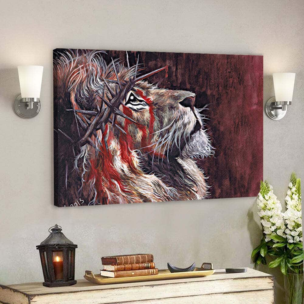 Lions Wearing Thorns Christian Religious Faith Scripture Canvas Wall Art