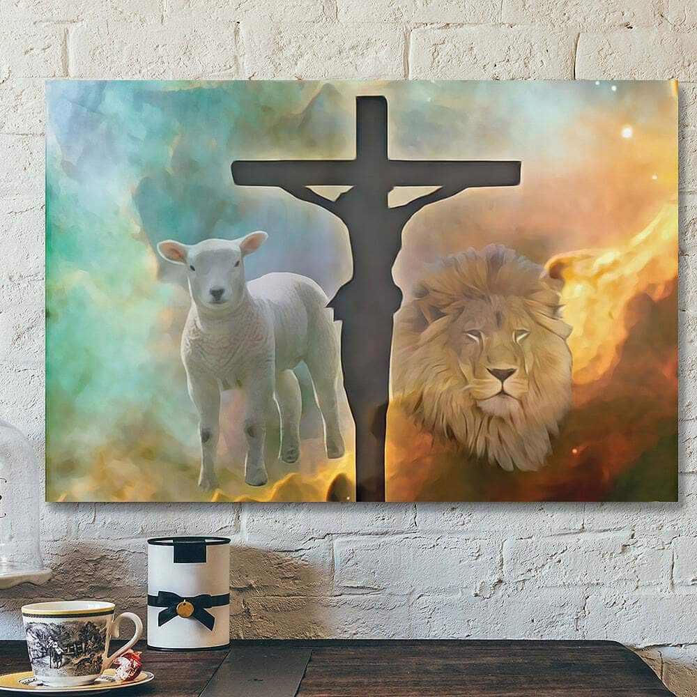 Lion Jesus Christ Cross Bible Verse Scripture Canvas Wall Art Lion Jesus Christ Cross Bible Verse Scripture Canvas Wall Art