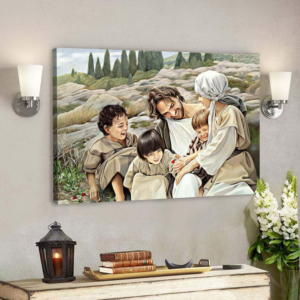 Jesus And Children Christian Gift For Christian Canvas Wall Art