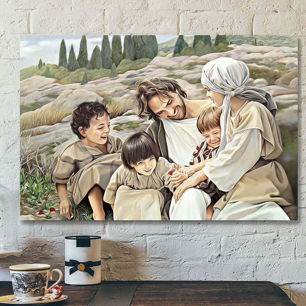 Jesus And Children Christian Gift For Christian Canvas Wall Art Jesus And Children Christian Gift For Christian Canvas Wall Art