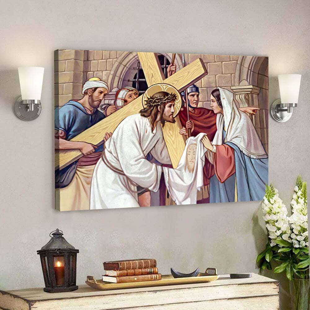 Veronica Wipes The Face Of Jesus Scripture Faith Canvas Wall Art