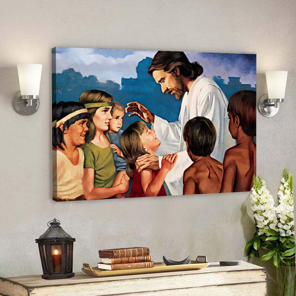 Jesus Loves The Little Children Faith Gift For Christian Canvas Wall Art Jesus Loves The Little Children Faith Gift For Christian Canvas Wall Art