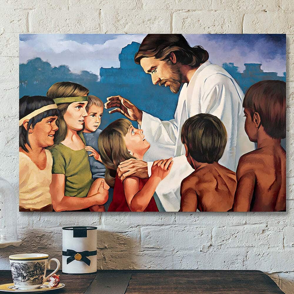 Jesus Loves The Little Children Faith Gift For Christian Canvas Wall Art Jesus Loves The Little Children Faith Gift For Christian Canvas Wall Art
