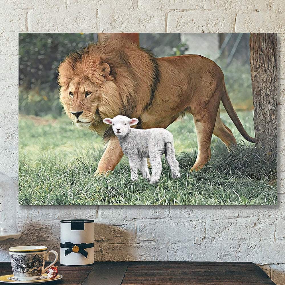 Lion Jesus Lamb Christian Gift Jesus Scripture Canvas Wall Art Lion Jesus Lamb Christian Gift Jesus Scripture Canvas Wall Art