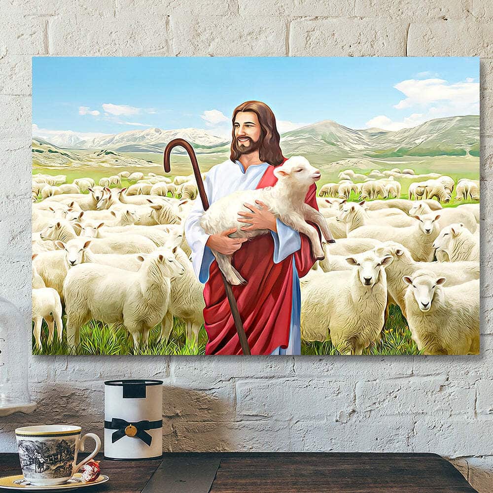 Jesus And Lamb Christian Gift Jesus Scripture Canvas Wall Art Jesus And Lamb Christian Gift Jesus Scripture Canvas Wall Art
