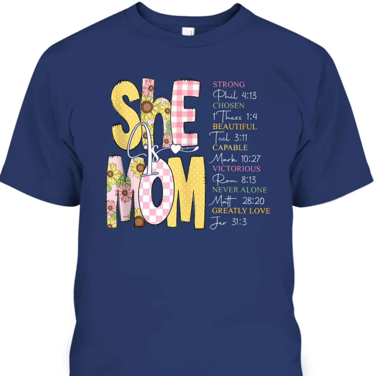 She Is Mom Christian Retro Pink Style Mother's Day T-Shirt