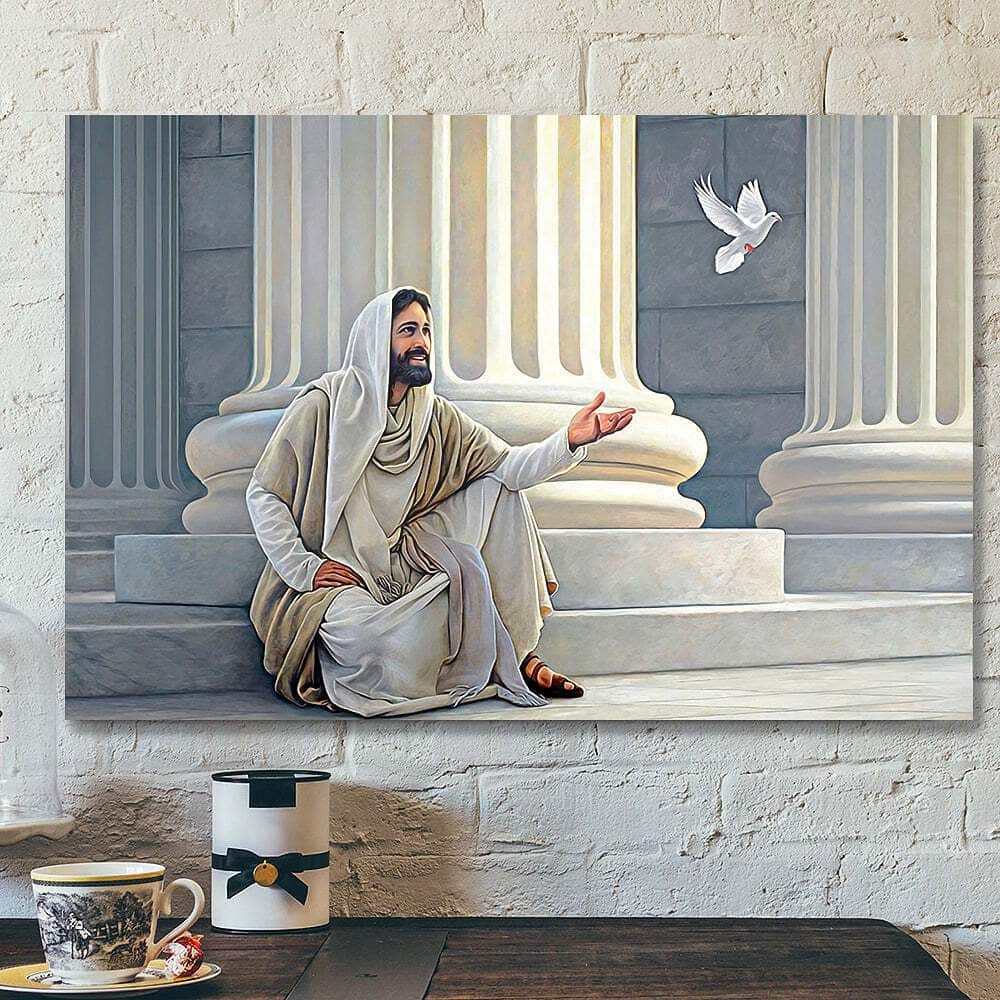 Christian Canvas Wall Art Jesus And Dove Religious Gift For Christians Christian Canvas Wall Art Jesus And Dove Religious Gift For Christians