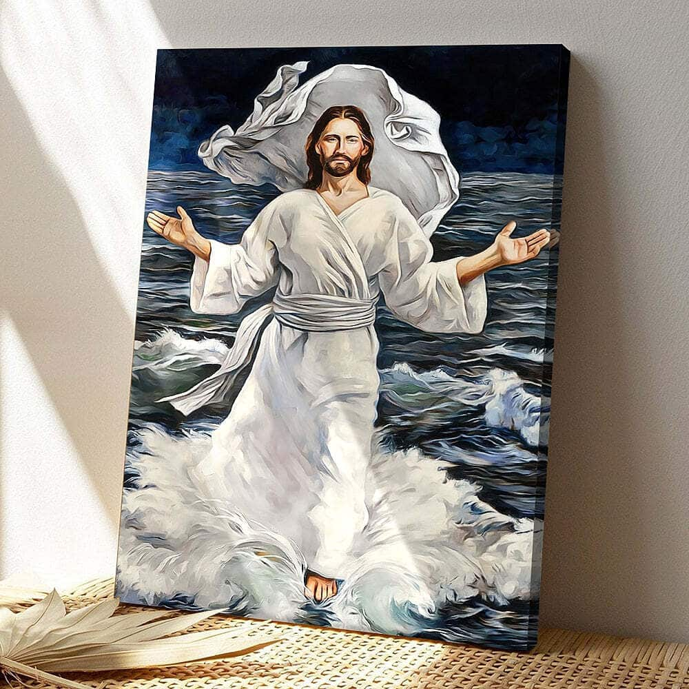 Jesus Waking On The Sea Jesus Christ Bible Verse Scripture Canvas Print