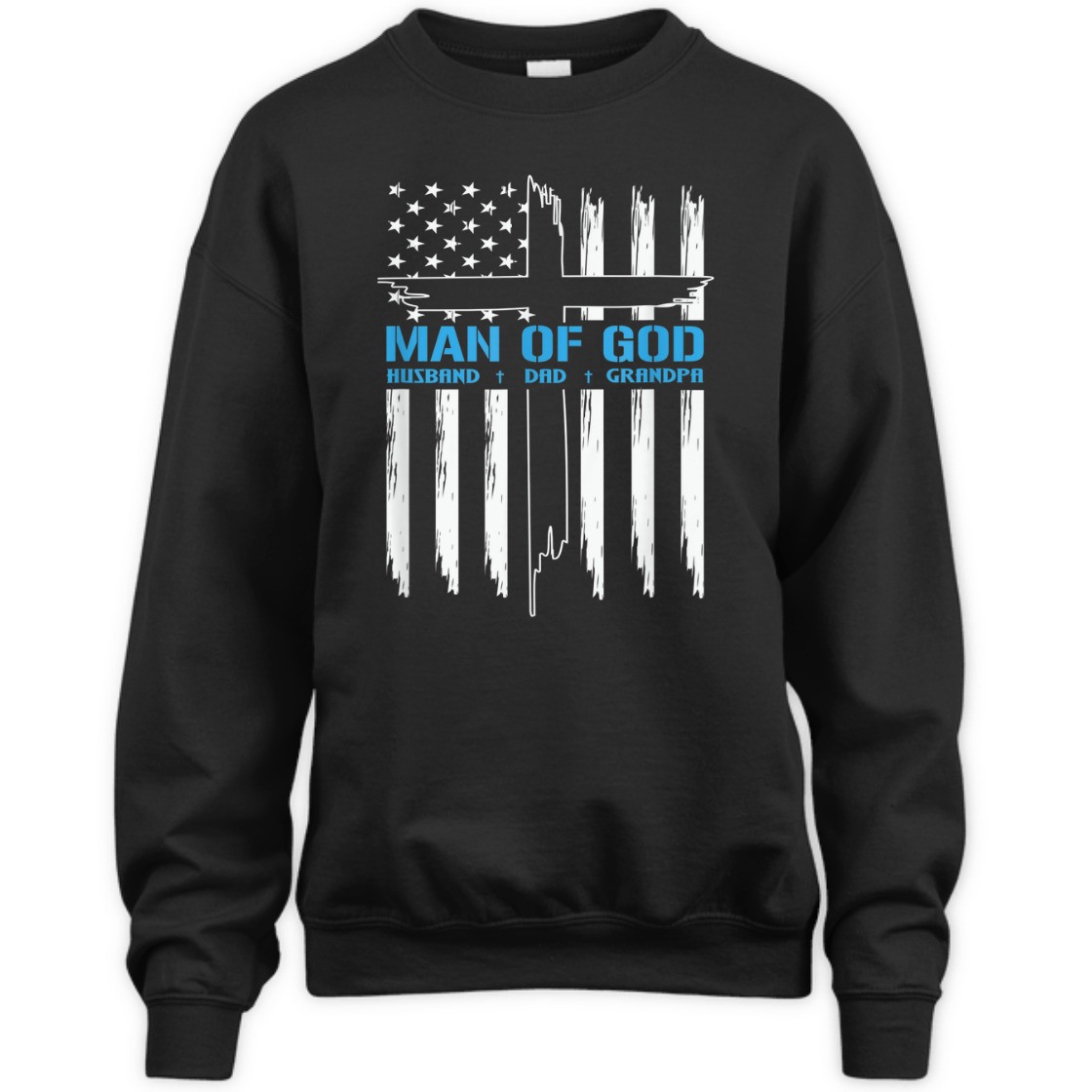 Man Of God Husband Dad Grandpa T-Shirt Christian Cross With US American Flag Father's Day Gift Man Of God Husband Dad Grandpa T-Shirt Christian Cross With US American Flag Father's Day Gift