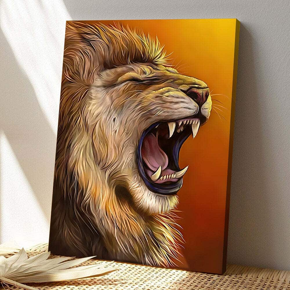 Lion Roar Christ And Lion Picture Jesus Lion Bible Verse Scripture Canvas Print