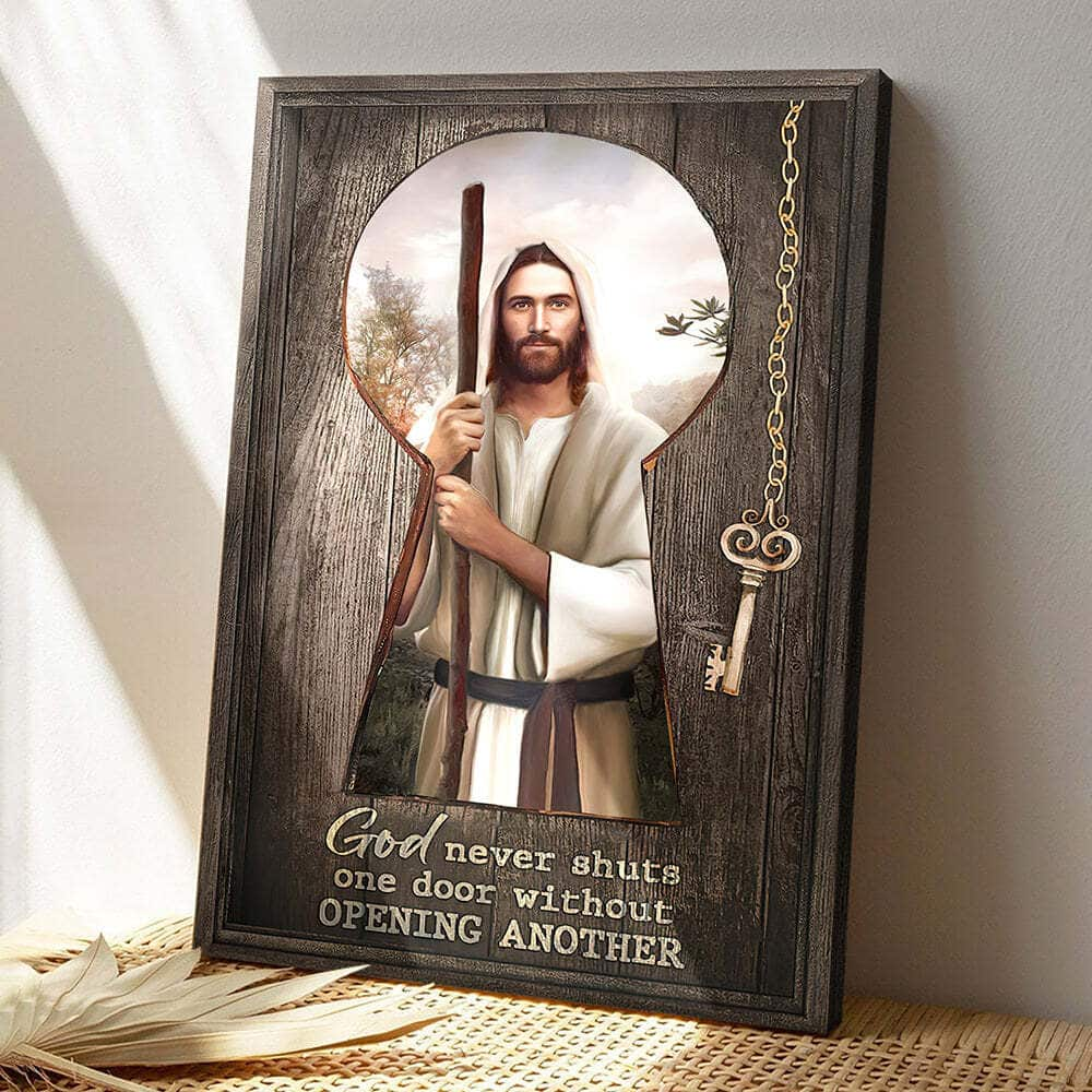 Christian God Never Shuts One Door Without Opening Another Jesus Bible Verse Scripture Canvas Print