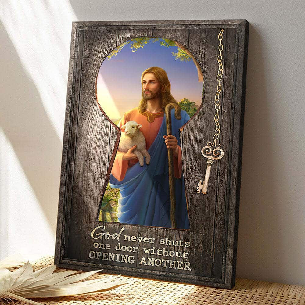 Religious God Never Shuts One Door Without Opening Another Jesus Bible Scripture Canvas Print