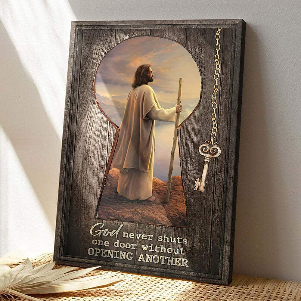 Christian Jesus God Never Shuts One Door Without Opening Another Bible Verse Scripture Canvas Print