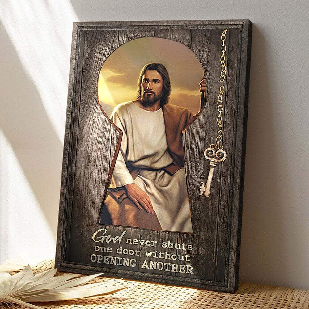 Jesus God Never Shuts One Door Without Opening Another Bible Verse Scripture Canvas Print